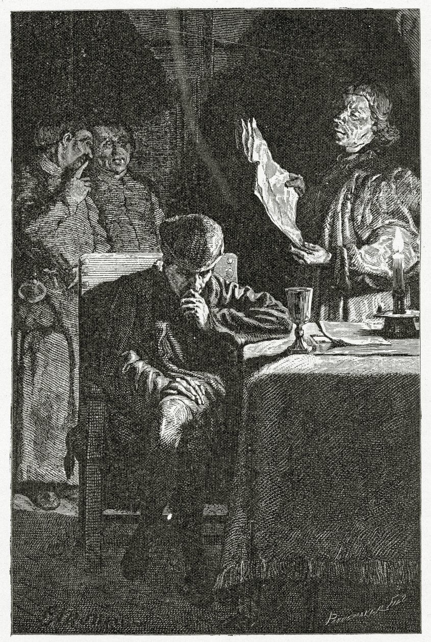 kuva Ludvig XI:stä Bastillessa, 1800-luku (bw-kaiverrus) tekijältä Jean Louis Ernest Meissonier