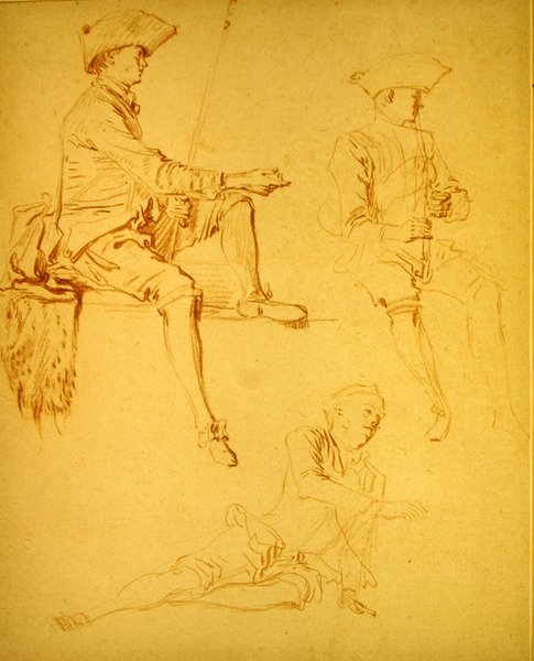 Figuuritutkimukset (punainen liitu paperille) tekijältä Jean Antoine Watteau