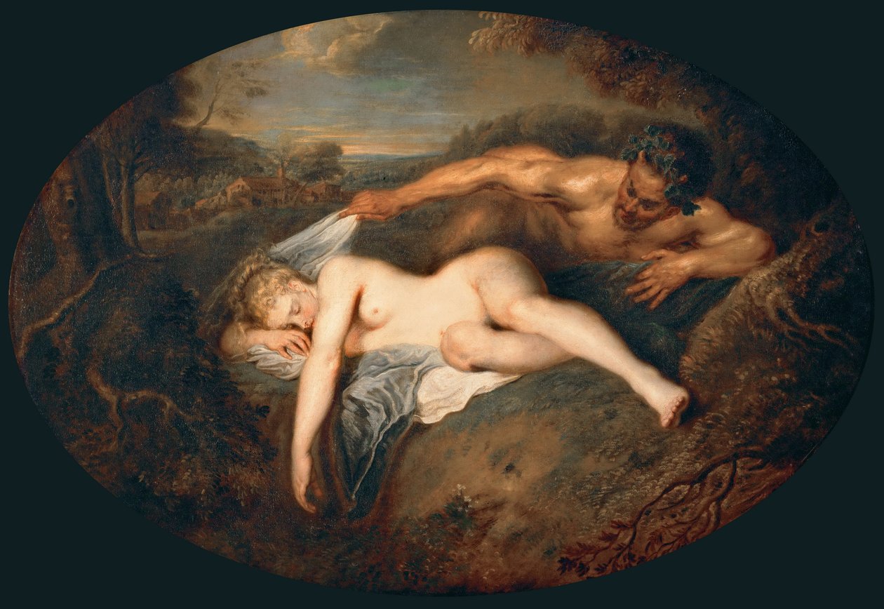 Nymfi ja satyr Jupiter ja Antioppi tekijältä Jean Antoine Watteau