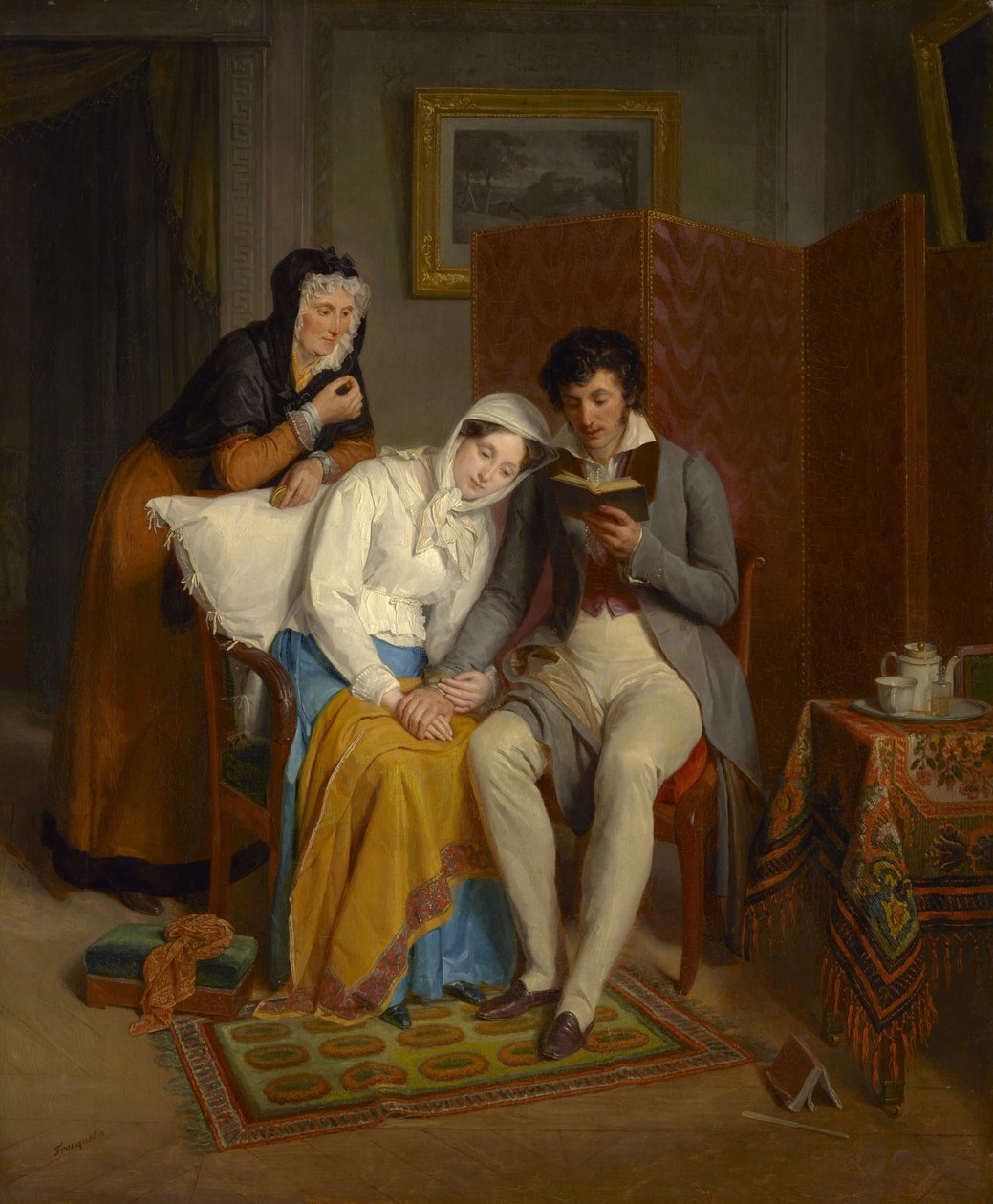 Reading to Convalescent, noin 1827 tekijältä Jean Augustin Franquelin