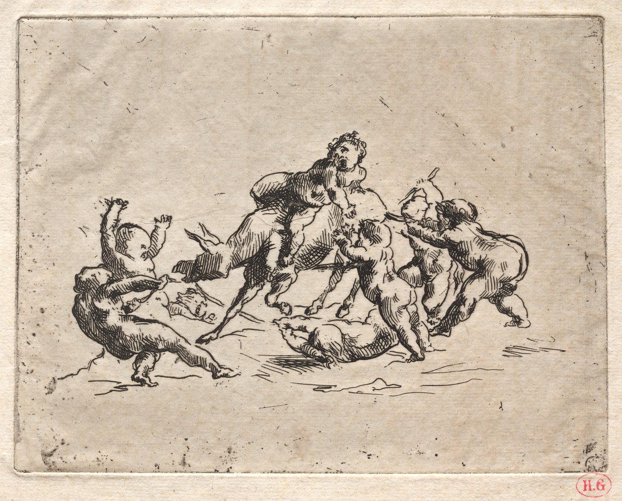 Bacchanal lasten ja aasin kanssa. tekijältä Jean Baptiste Carpeaux