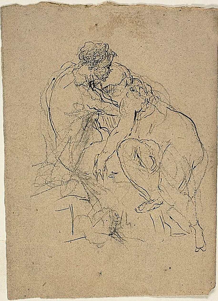 Istuva pari syleilee tekijältä Jean Baptiste Carpeaux
