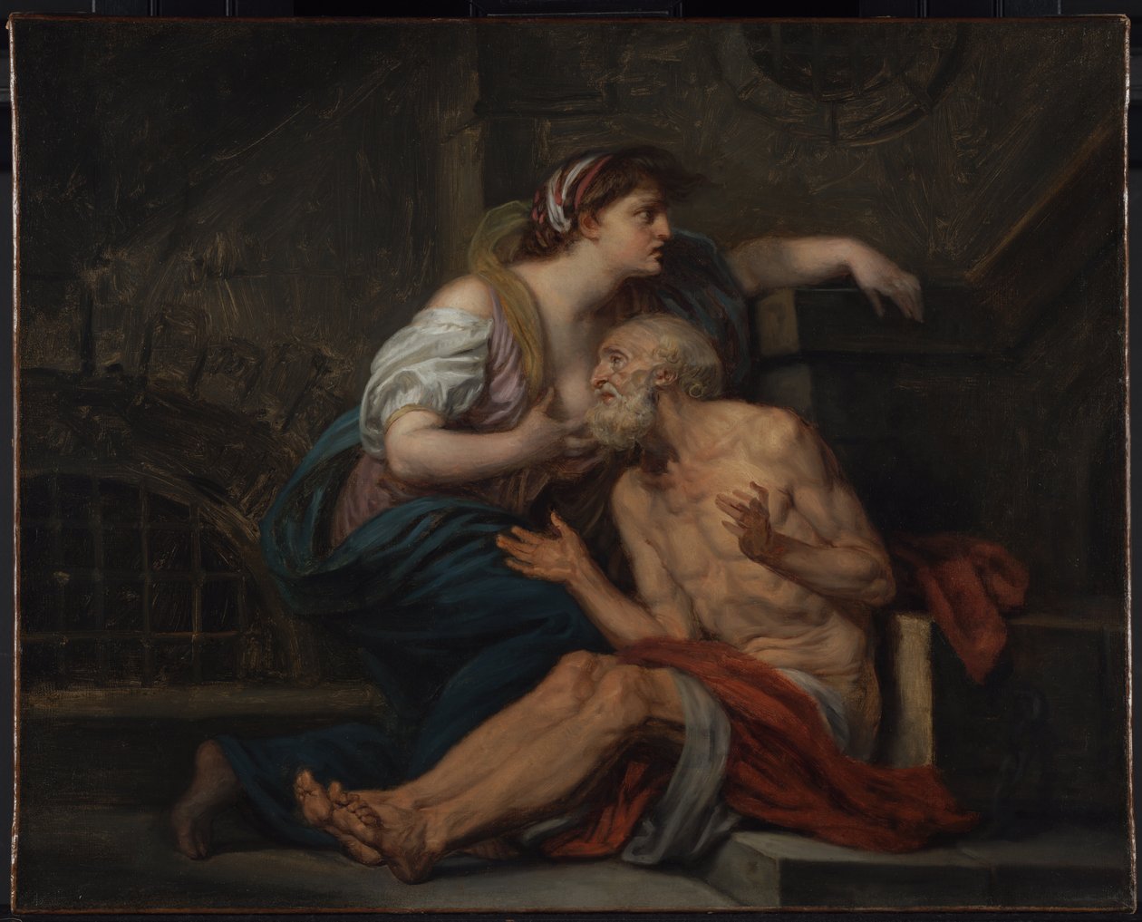 Cimon ja Pero: "Roomalainen hyväntekeväisyys" tekijältä Jean Baptiste Greuze