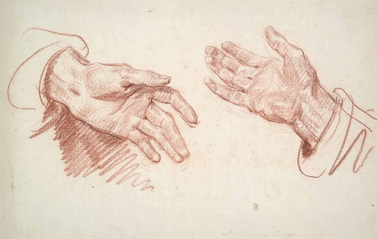 Estudi de 2 Handsfinnish tekijältä Jean Baptiste Greuze