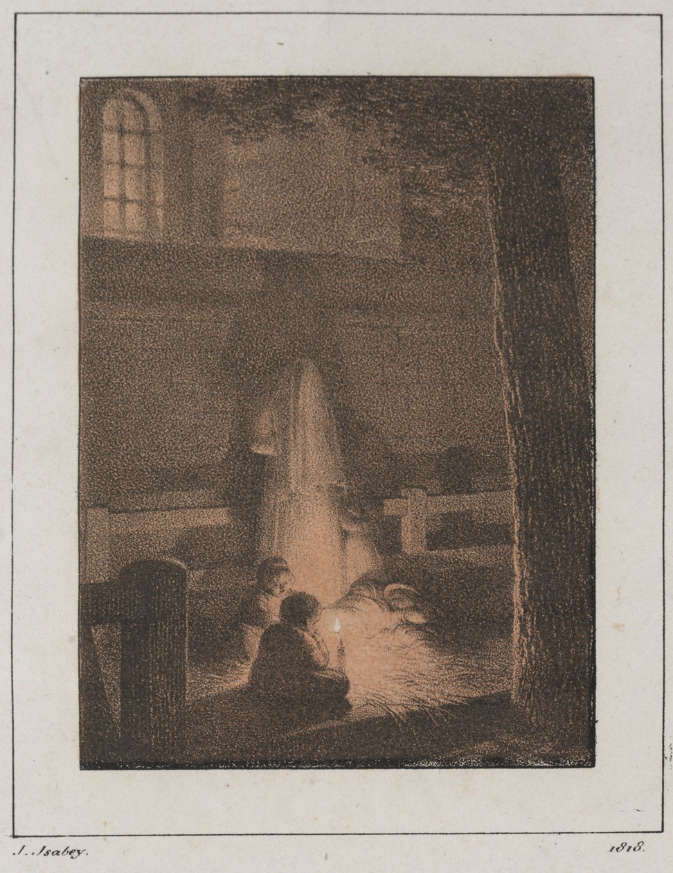 Lapset kynttilän kanssa, 1818. tekijältä Jean Baptiste Isabey