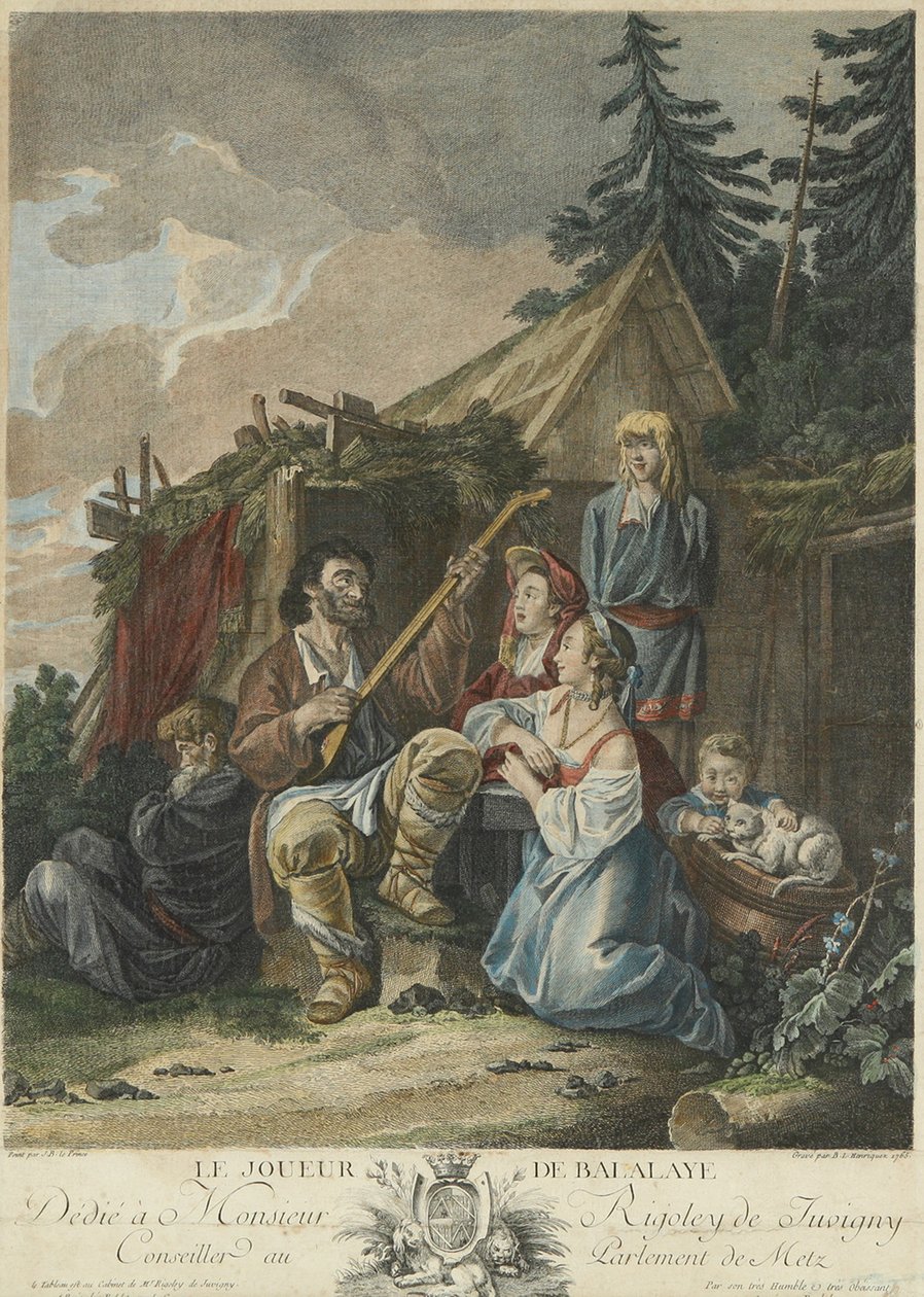 Balalaika-soitin, 1765 tekijältä Jean Baptiste Le Prince