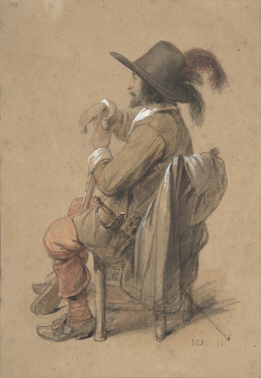 Istuva Cavalier, 1800-luvun puoliväli. tekijältä Jean Baptiste Madou