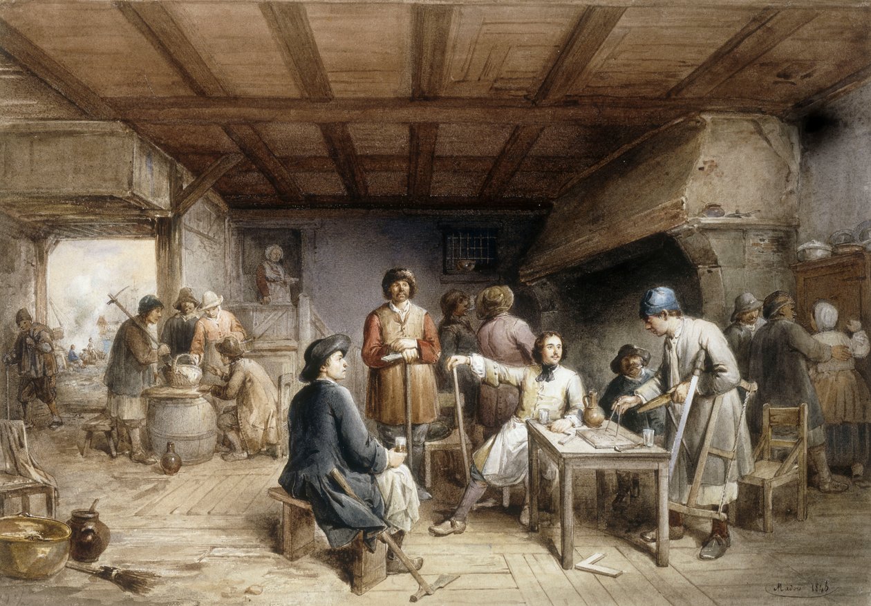 Laivantekijät lepäämässä, 1846 tekijältä Jean Baptiste Madou