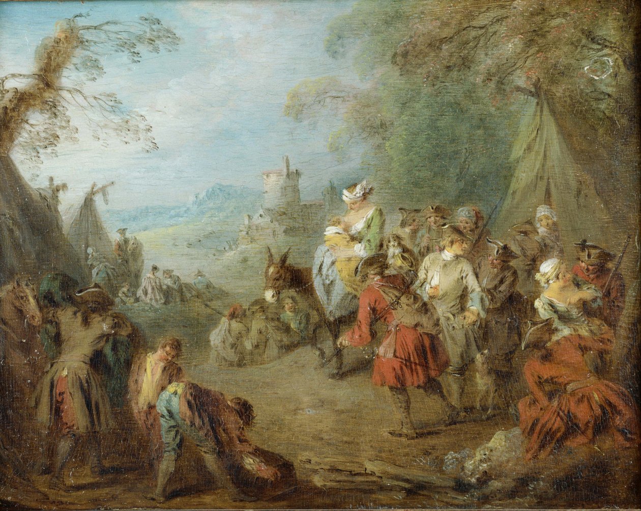 Leiriytyminen (sotilaiden pysähdys) tekijältä Jean Baptiste Pater