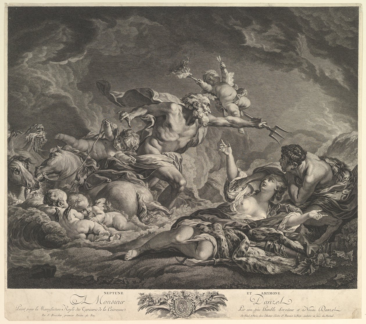Neptunus ja Amymone, 1700-luku. tekijältä Jean Claude Danzel