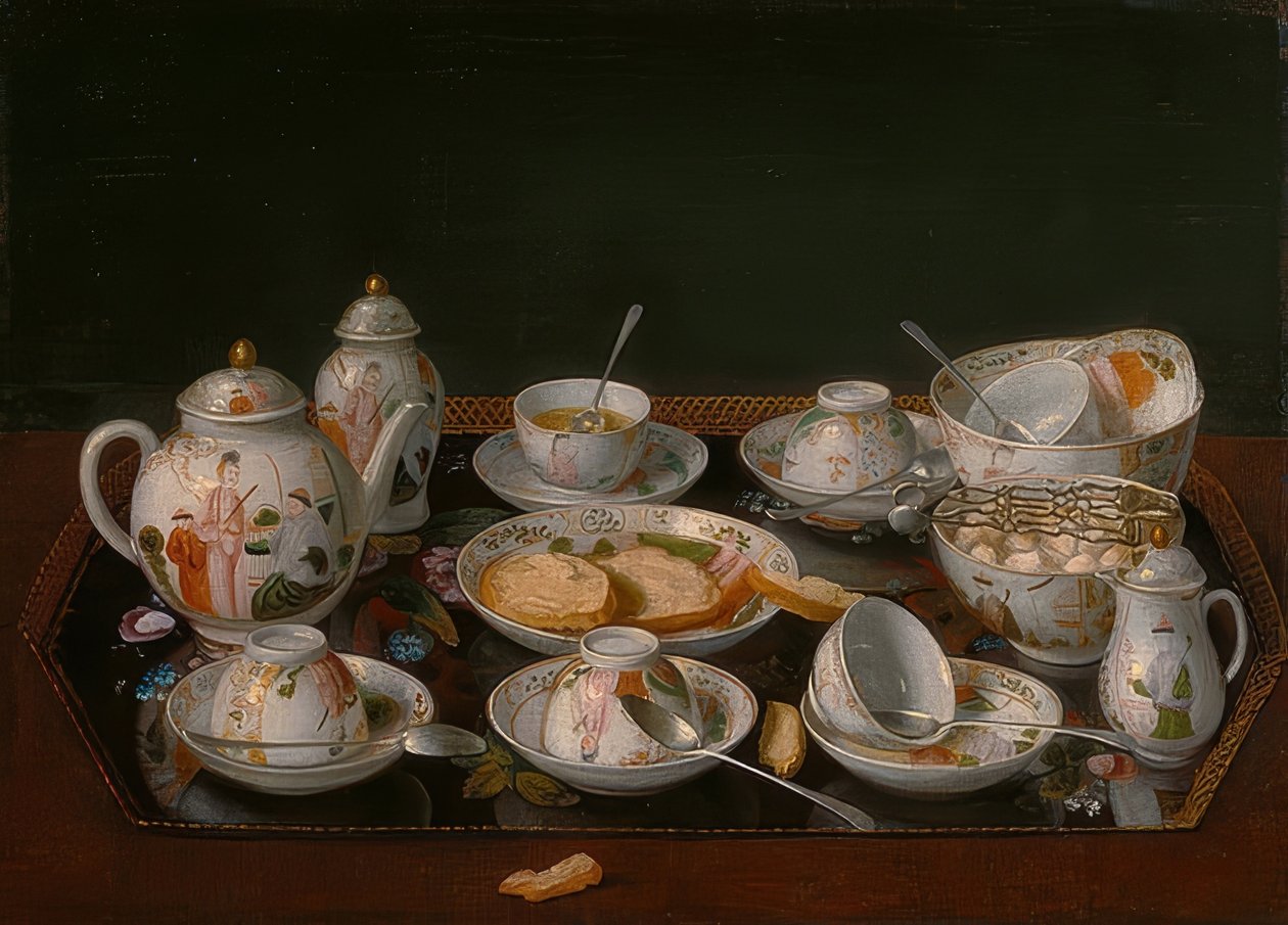 Asetelma: teetarjoilu. Noin 1781-83 tekijältä Jean Étienne Liotard