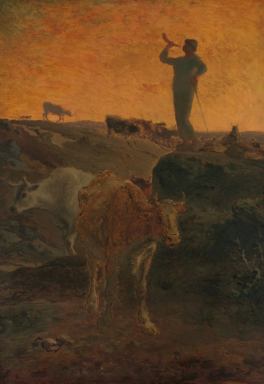 Lehmien kutsuminen kotiin, n. 1872. tekijältä Jean Francois Millet