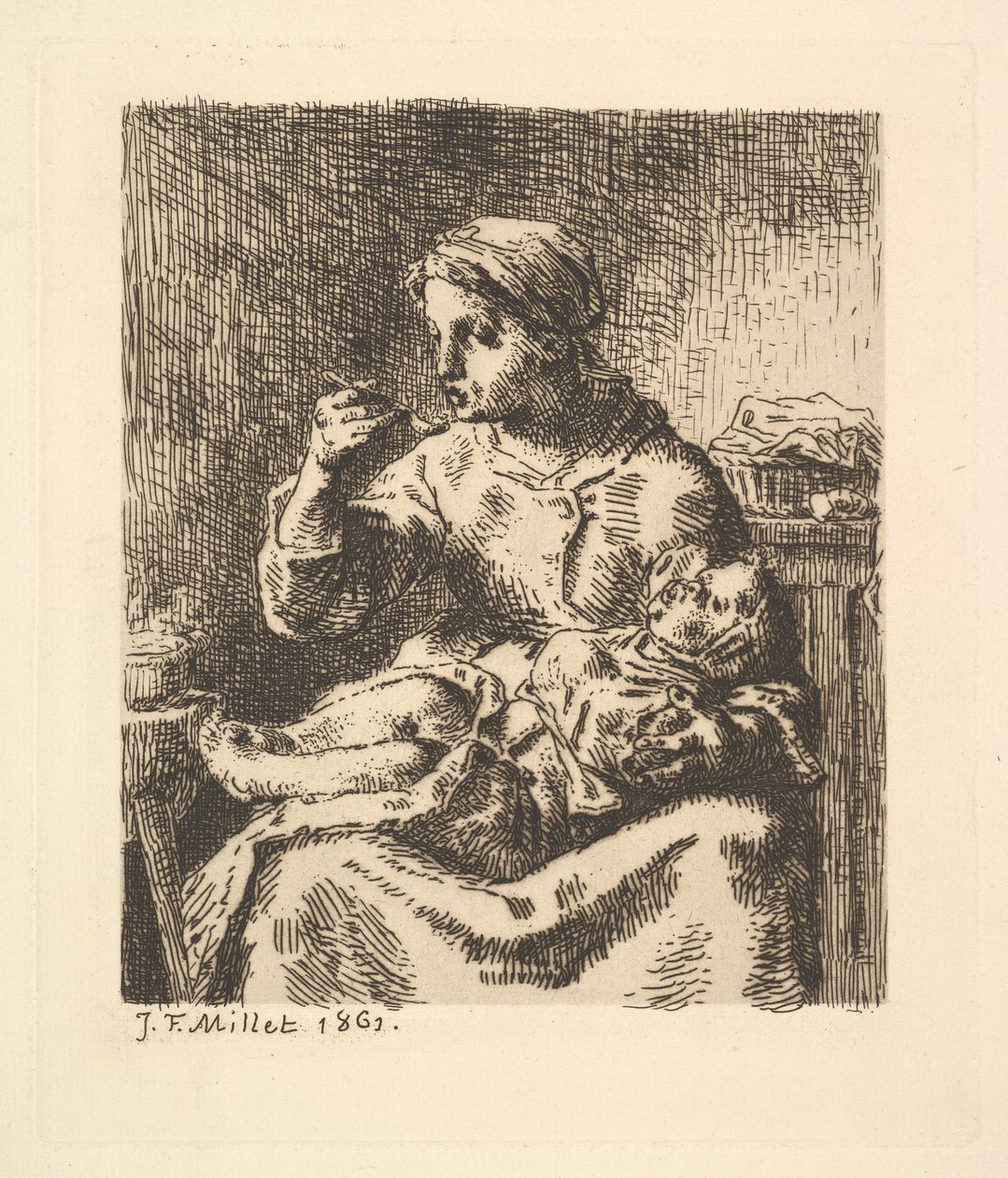 Puuron jäähdytys, 1861. tekijältä Jean Francois Millet