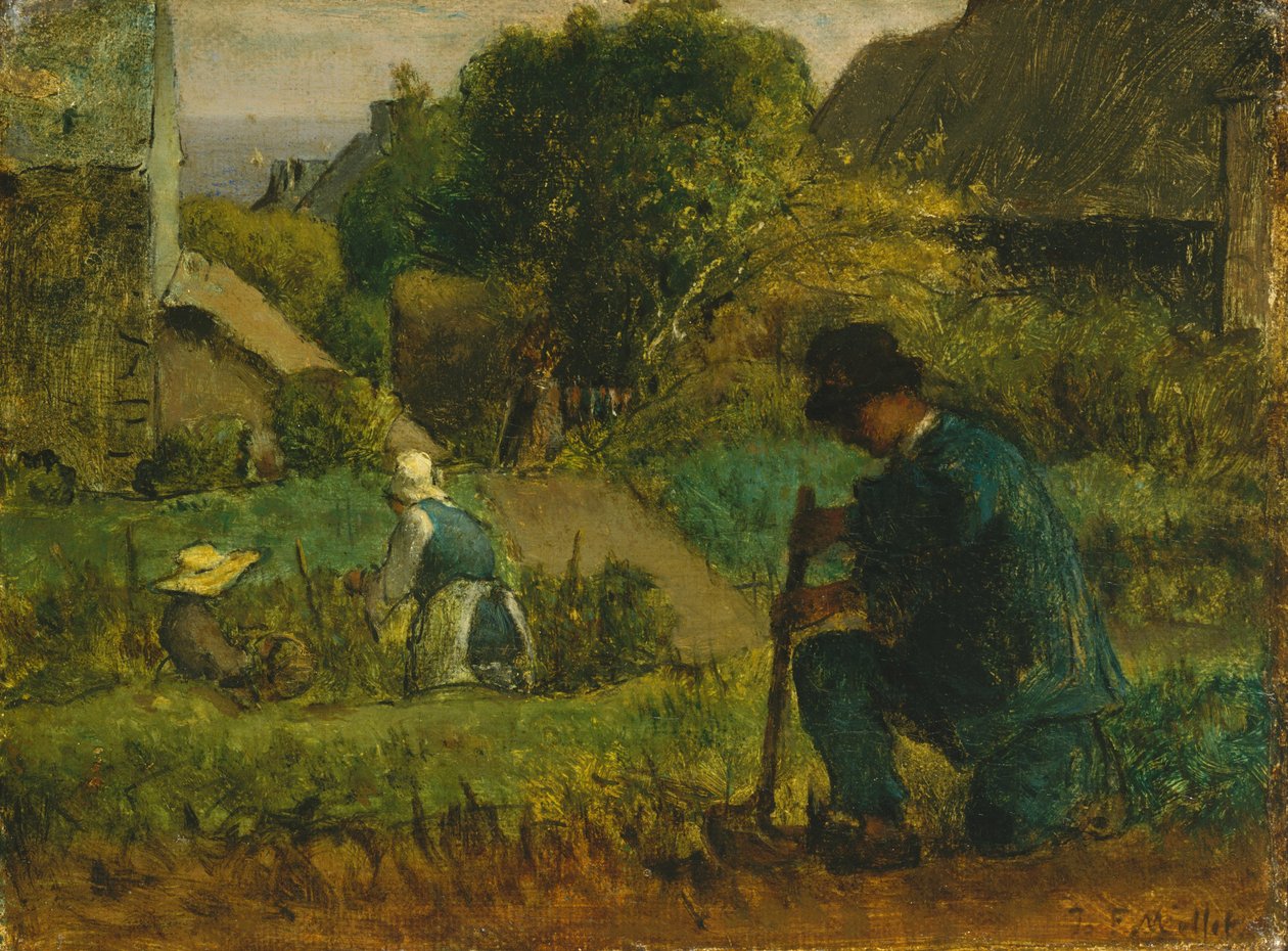 Puutarhakohtaus, 1854 tekijältä Jean Francois Millet