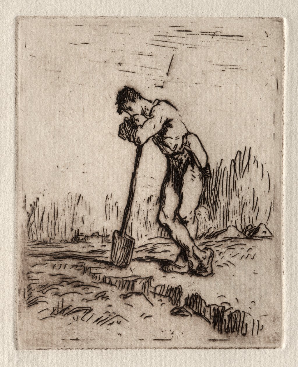 Mies nojaa lapioon tekijältä Jean Francois Millet