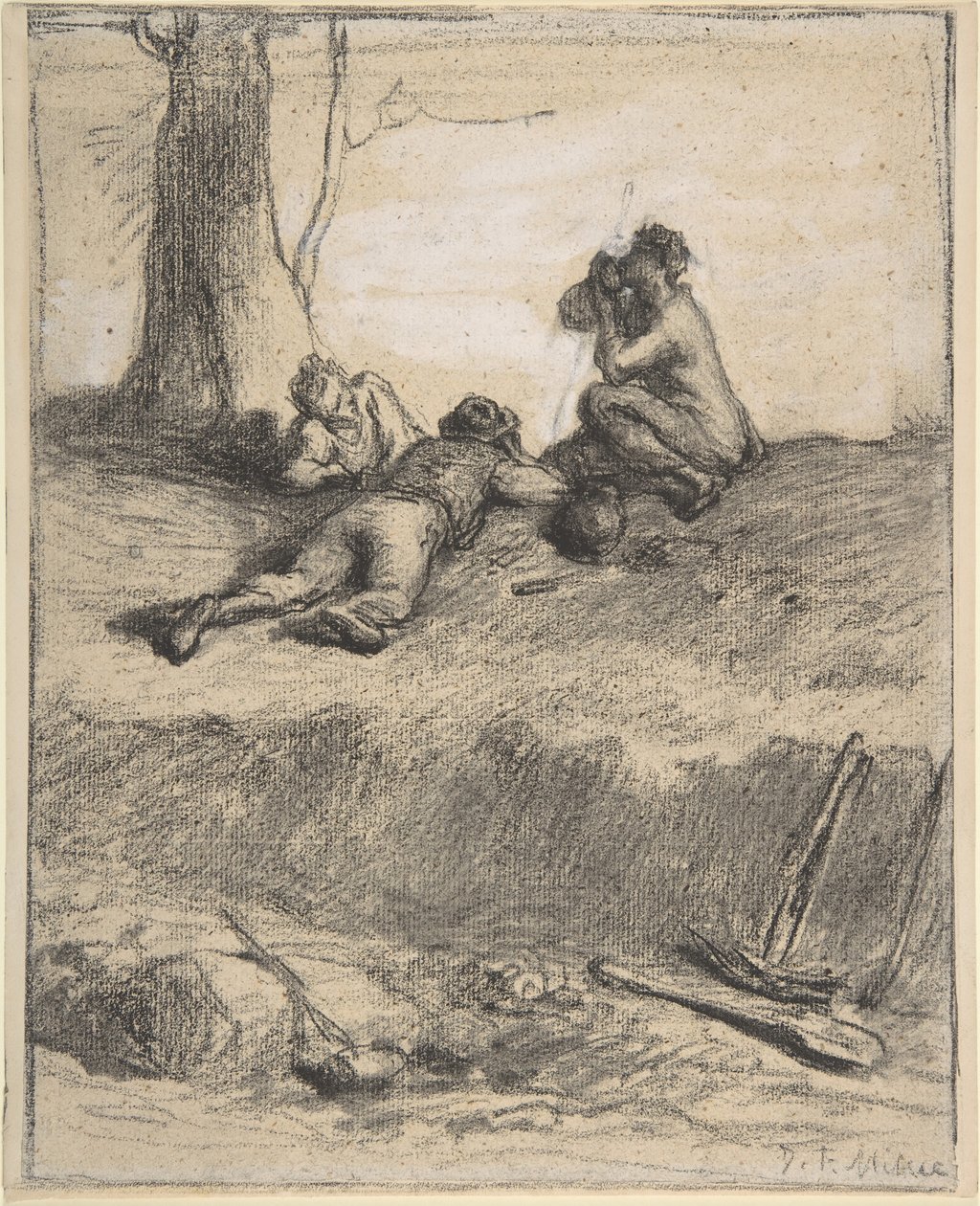 Tietyöntekijät lounaalla, n. 1850-52. tekijältä Jean Francois Millet