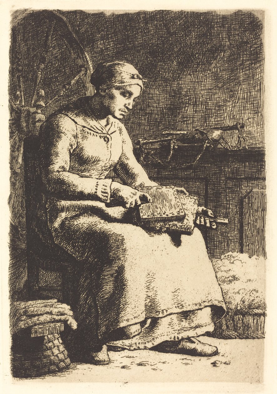 Villakarsta (La cardeuse) tekijältä Jean Francois Millet
