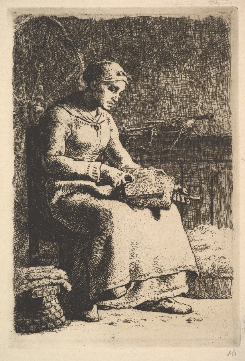 Wool Carder, n. 1855-56. tekijältä Jean Francois Millet