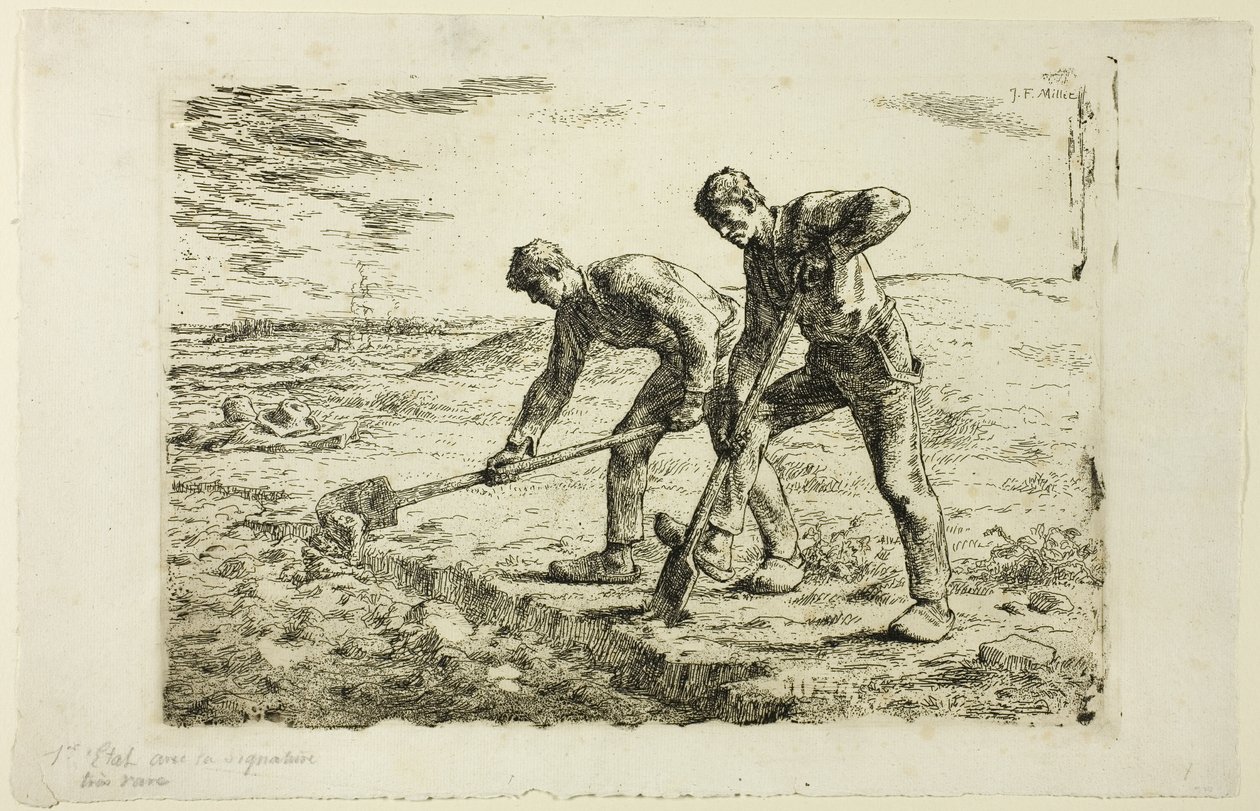 Kaksi miestä kaivamassa tekijältä Jean Francois Millet