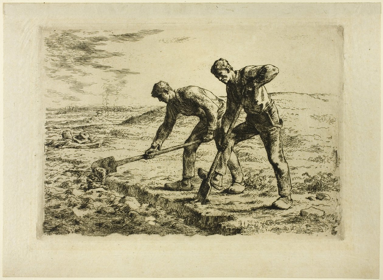 Kaksi miestä kaivamassa tekijältä Jean Francois Millet