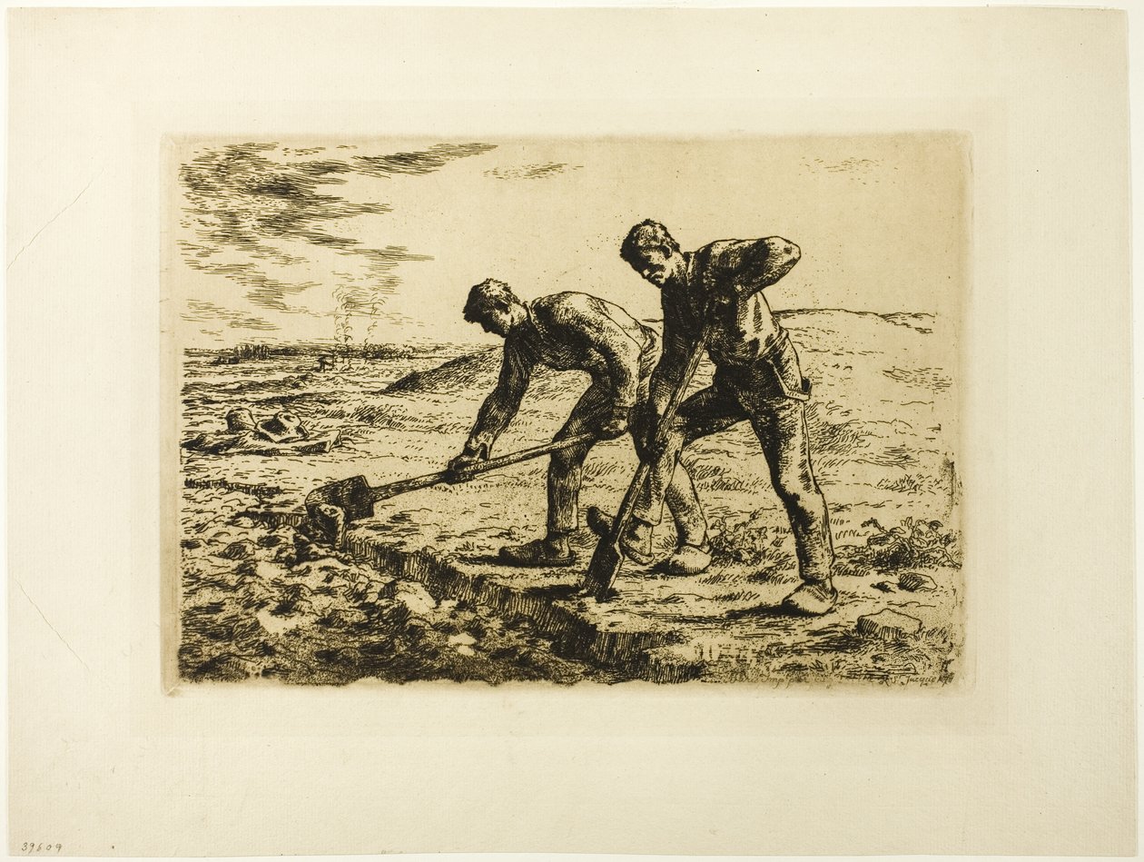 Kaksi miestä kaivamassa tekijältä Jean Francois Millet