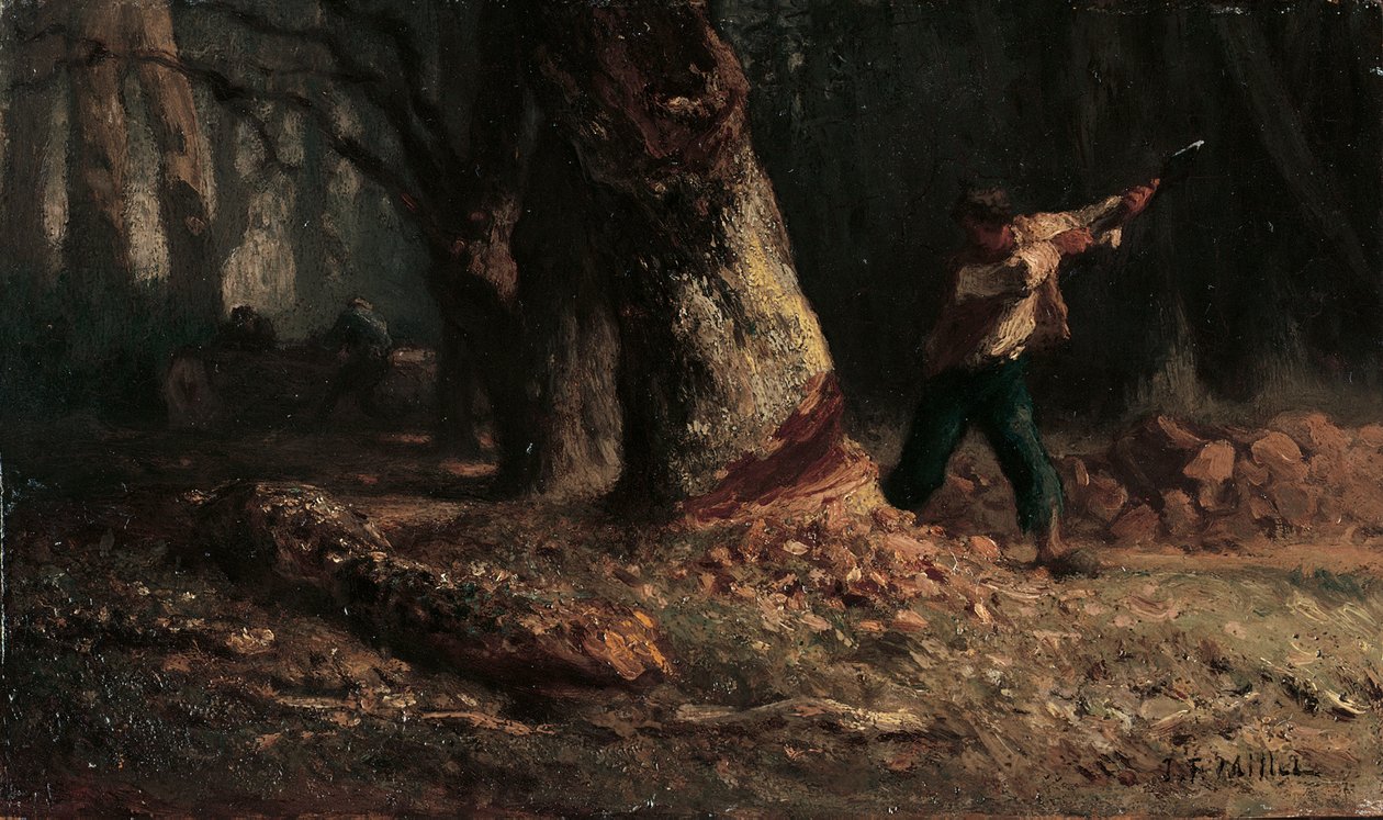 Puunhakkaaja metsässä tekijältä Jean Francois Millet