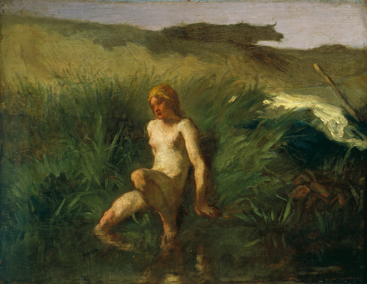 Ranskalainen:  La Baigneuse The Bather tekijältä Jean Francois Millet