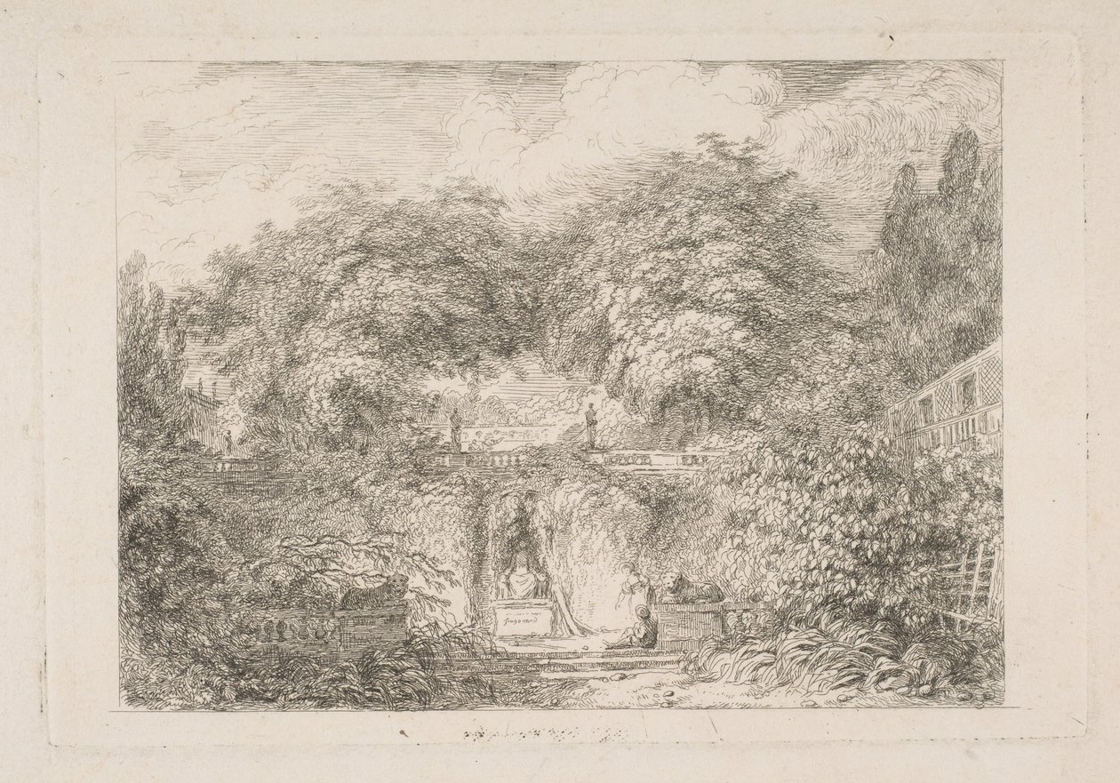 Pieni puisto, n. 1763. tekijältä Jean Honore Fragonard