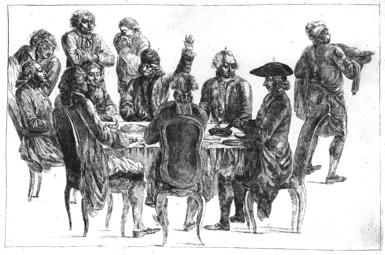 Filosofit ehtoollisella, n. 1775 tekijältä Jean Huber