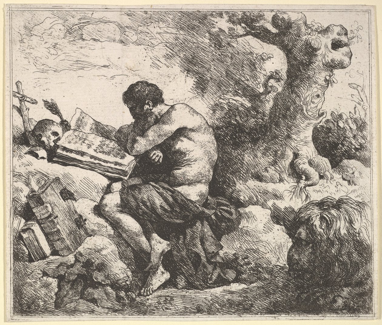 Pyhä Hieronymus maisemassa, 1762-63. tekijältä Jean Jacques Lagrenee