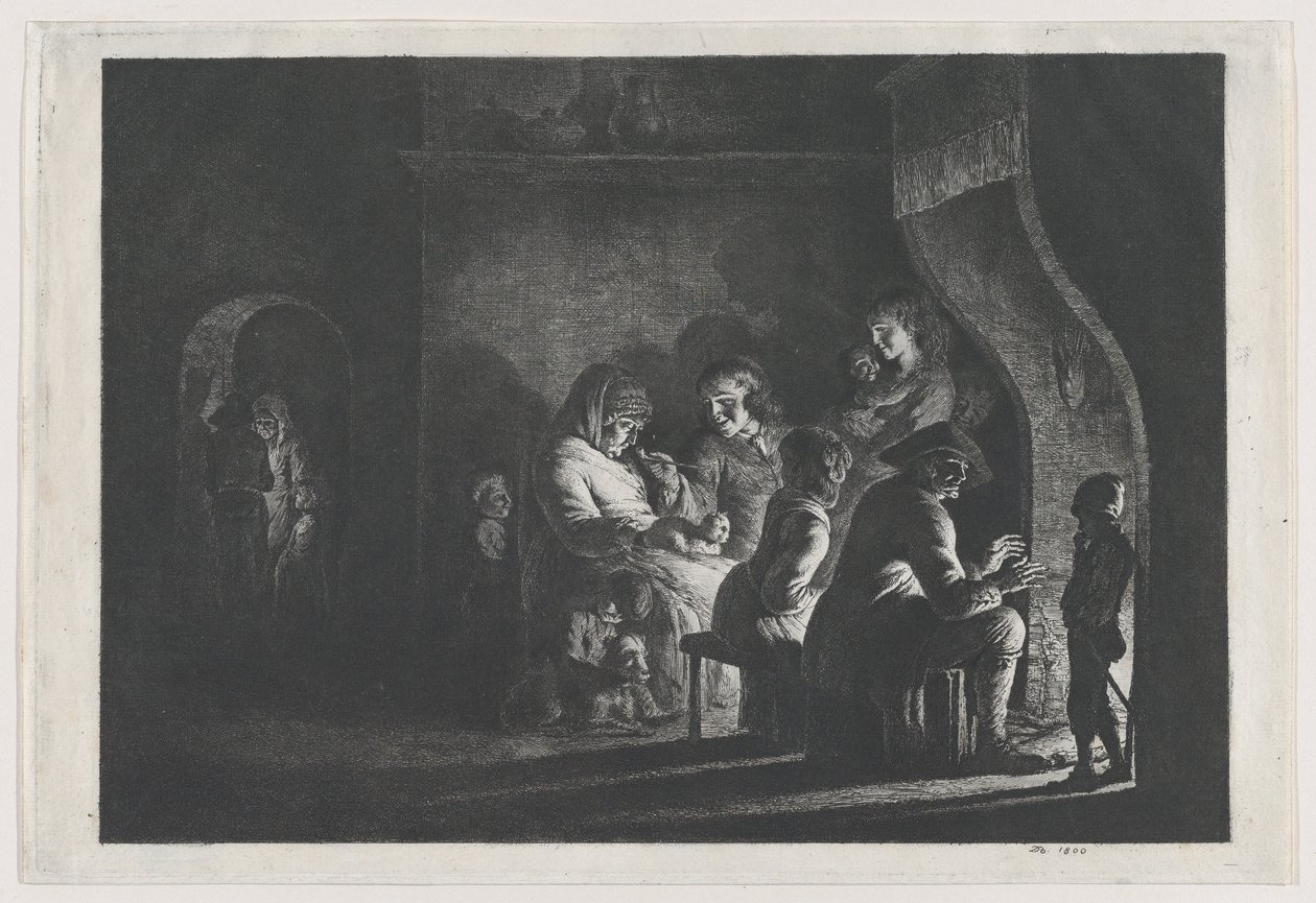 Ilta kylässä, 1800. tekijältä Jean Jacques de Boissieu