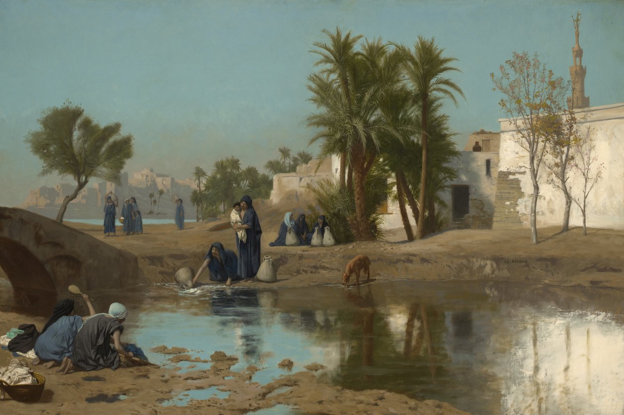 Fellah Women Drawing Water, n.1873?-75 tekijältä Jean Leon Gerome