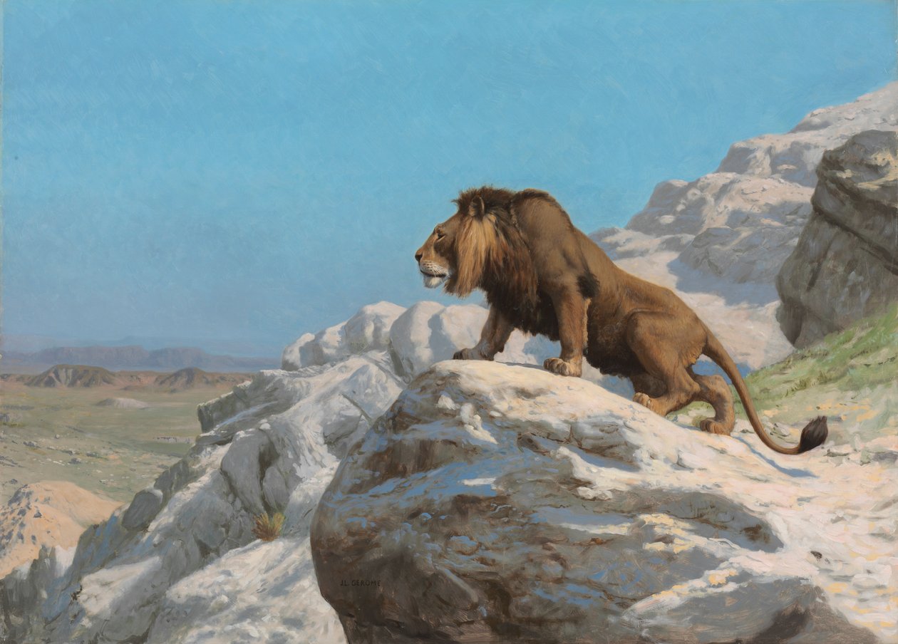 Lion on the Watch, c. 1885. tekijältä Jean Leon Gerome