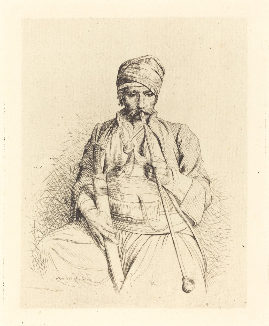 Istuva arabi ja piippu tekijältä Jean Leon Gerome