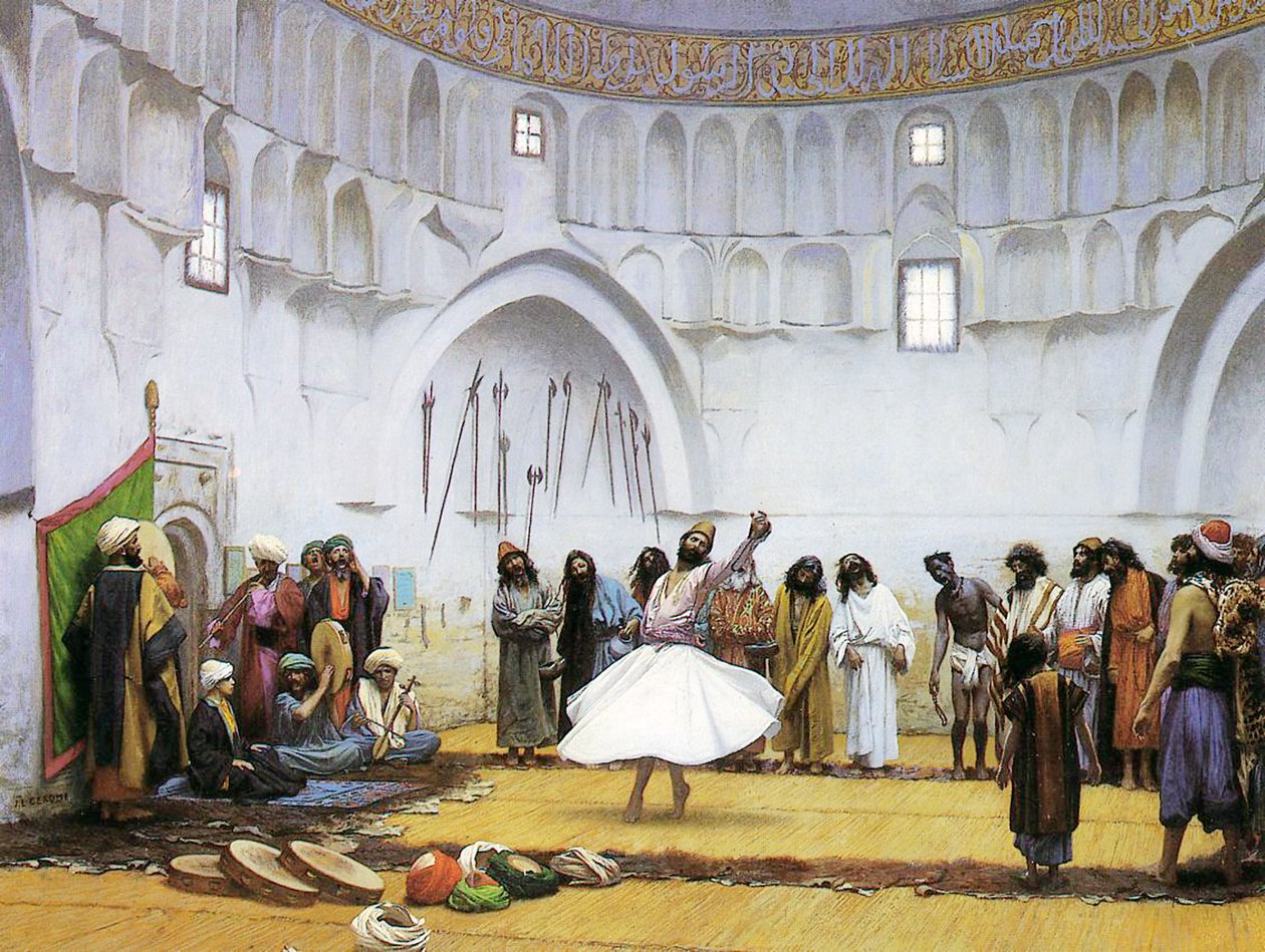 Pyöriviä dervissejä, noin 1895 (öljy kankaalle). tekijältä Jean Leon Gerome