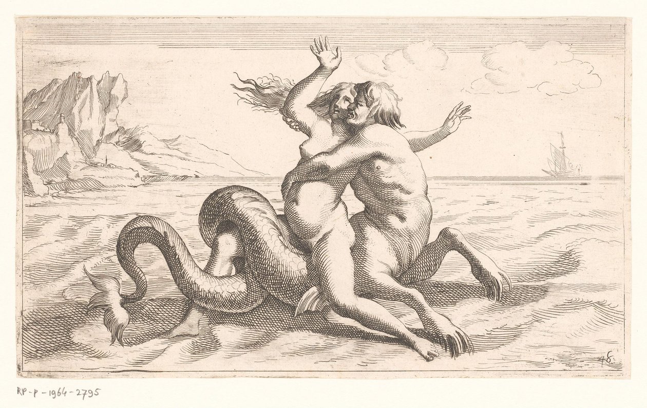 Triton sieppaa naisen tekijältä Jean Lepautre (attributed to)