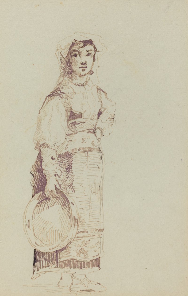 Nainen tamburiinilla (käänteinen) tekijältä Jean Louis Ernest Meissonier