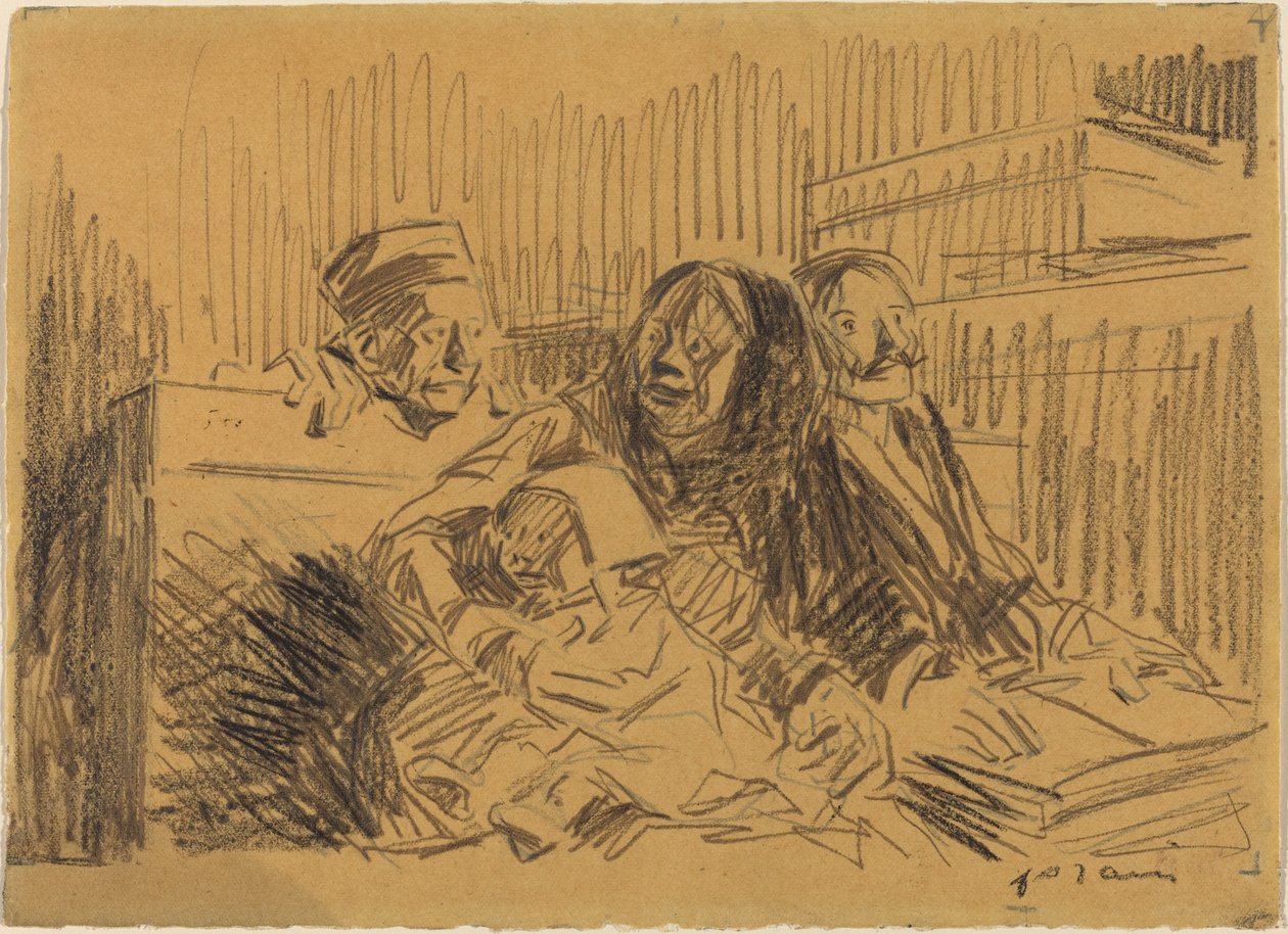 Puolustaja ja syytetty, c. 1908. tekijältä Jean Louis Forain