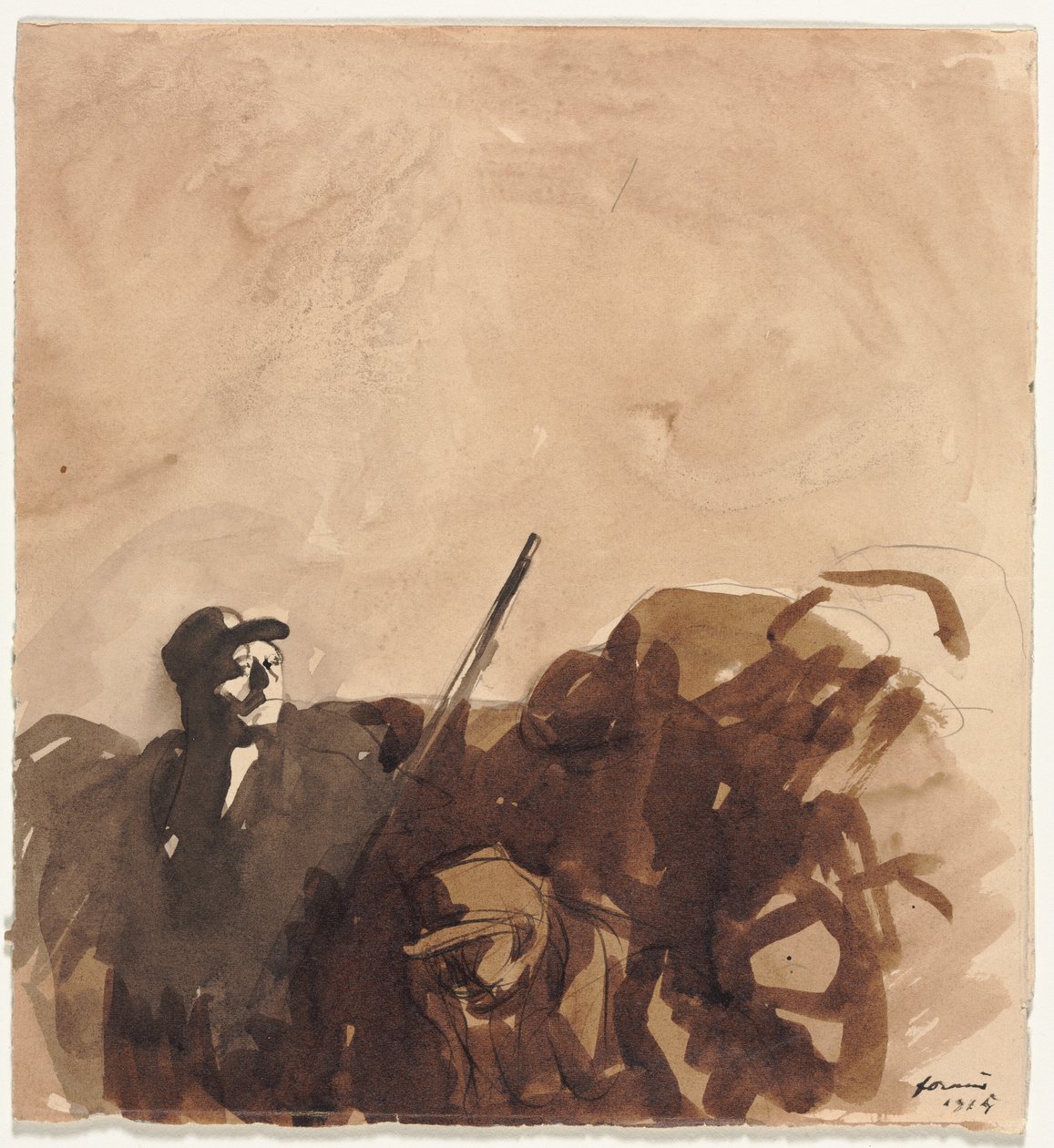 Sotilas kaivannossa (recto) tekijältä Jean Louis Forain