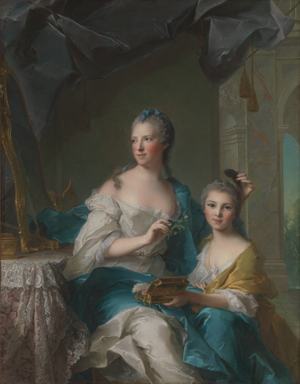 Madame Marsollier ja hänen tyttärensä, 1749. tekijältä Jean Marc Nattier