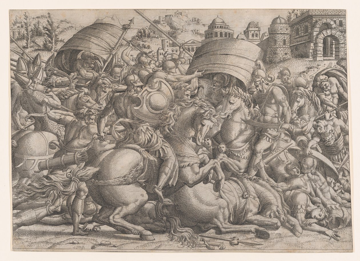 Taistelu ennen Troijaa, 1535-55. tekijältä Jean Mignon