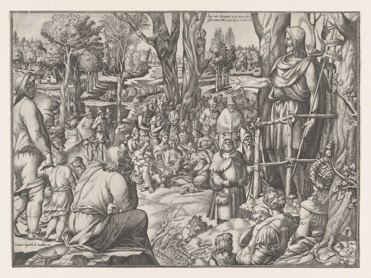 Pyhä Johannes saarnaa autiomaassa, 1535-1555. tekijältä Jean Mignon