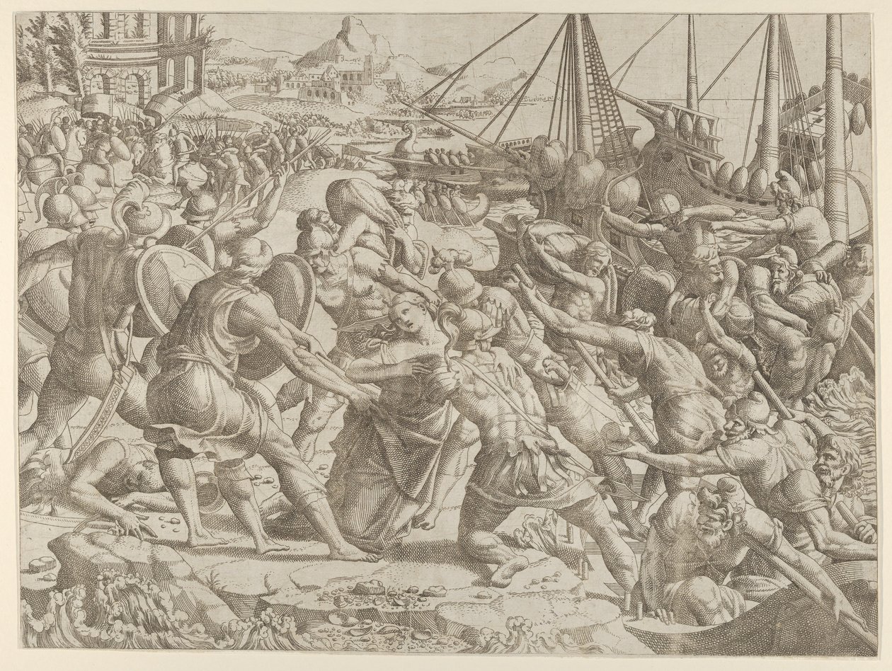 Helenan sieppaus, 1535-55. tekijältä Jean Mignon