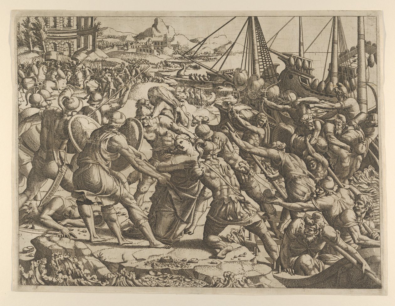 Helenan sieppaus, 1535-55. tekijältä Jean Mignon