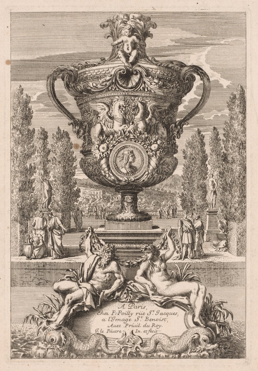 Koristeuurna, 1600-luku. tekijältä Jean le Pautre