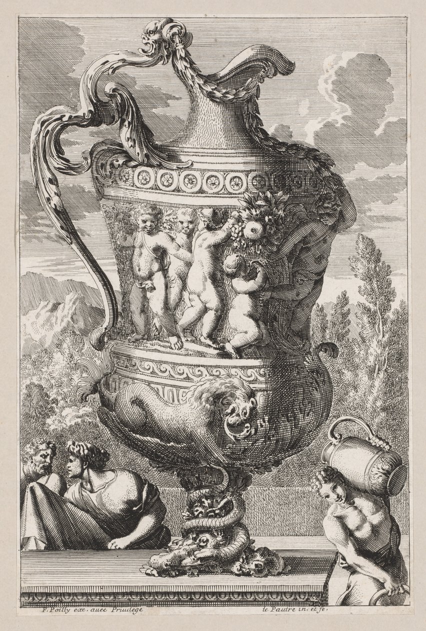 Koristeuurna, 1600-luku. tekijältä Jean le Pautre