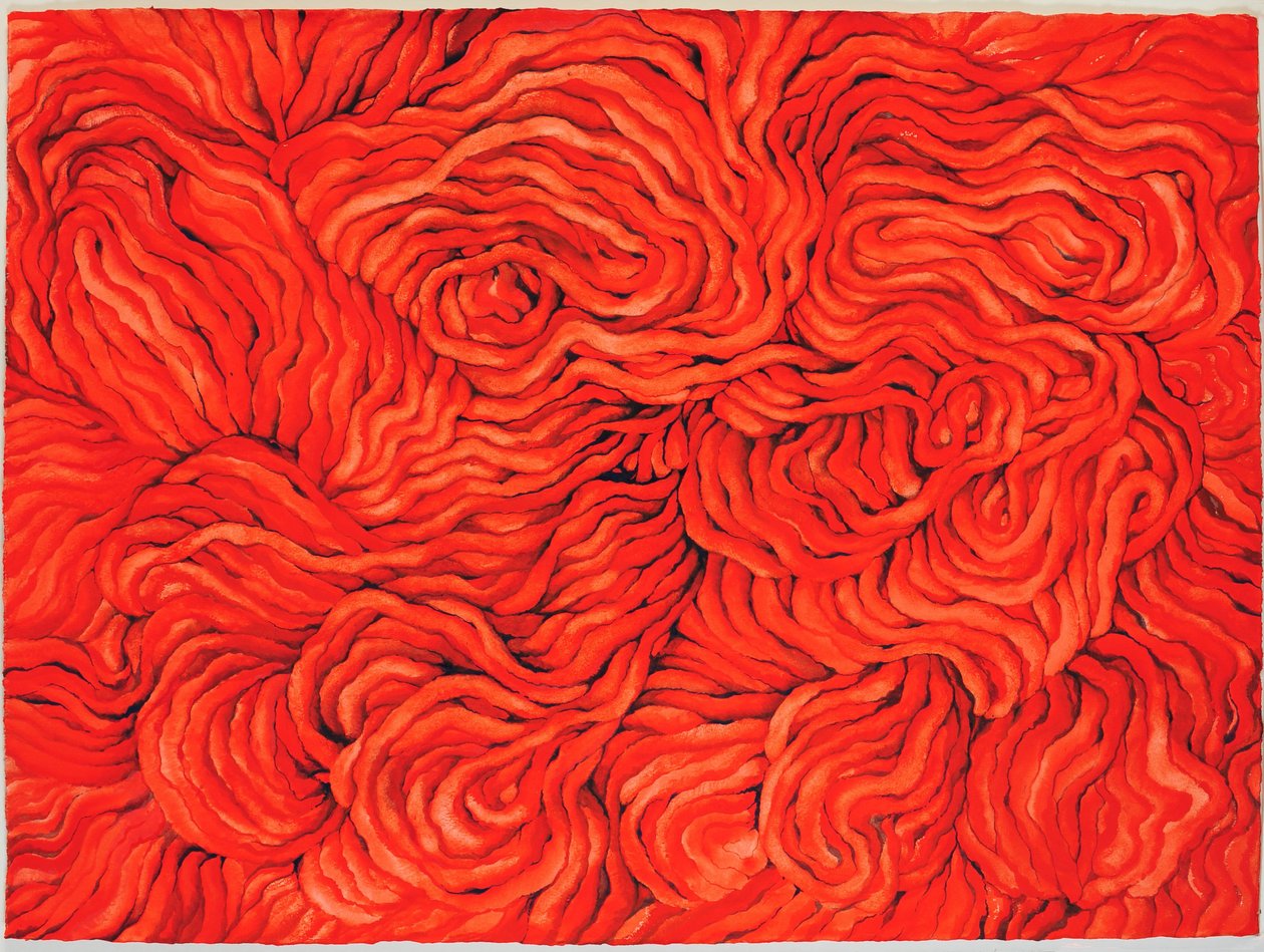 Villapunainen, 2013 (guassi paperille) tekijältä Jeanne Maze