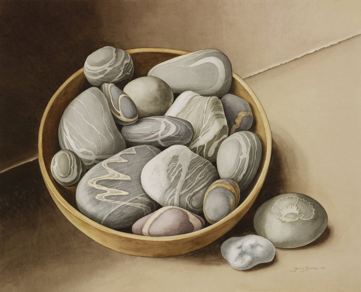 Bowl of Pebbles, 2005 (wc paperilla) tekijältä Jenny Barron