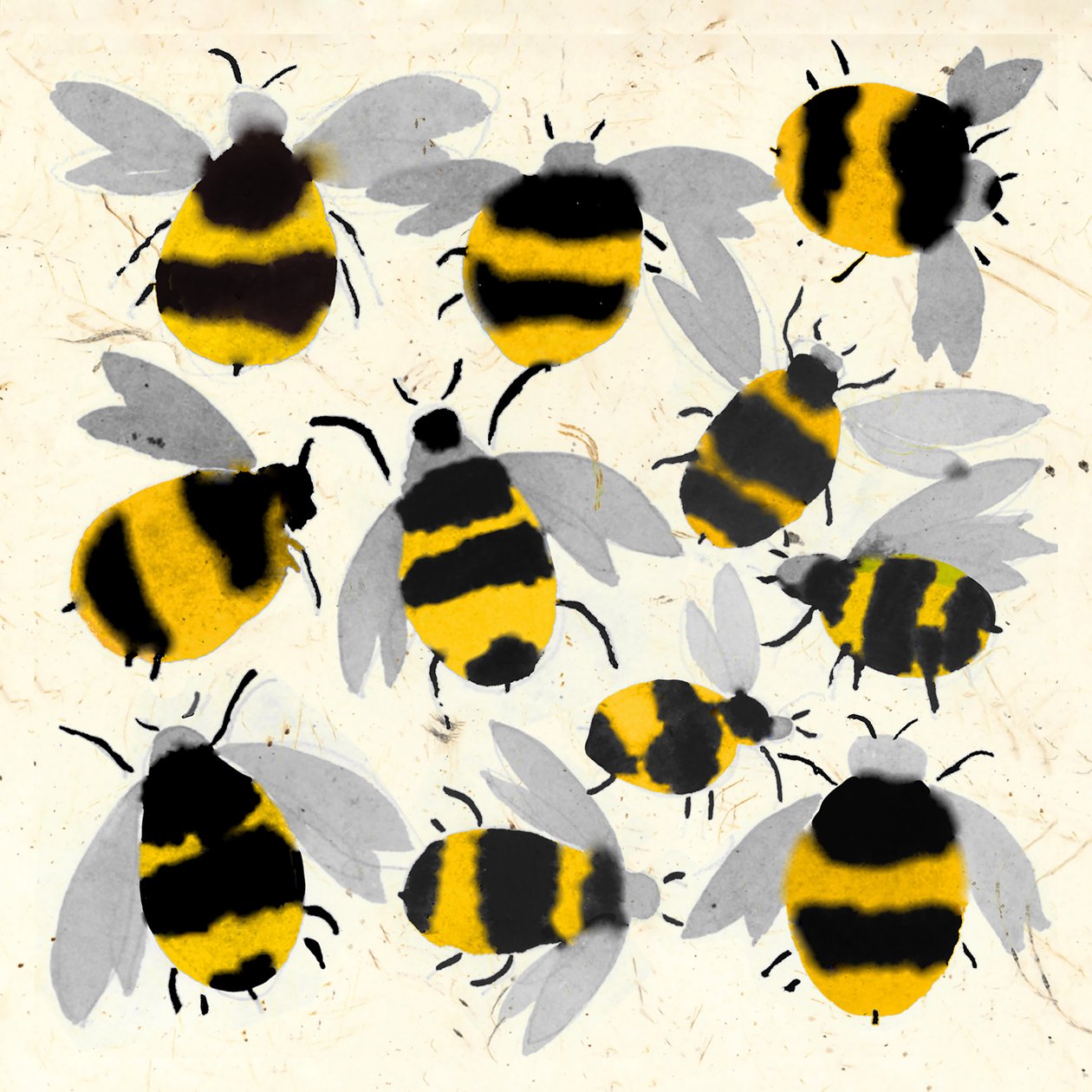 INKY BEES, 2022 (akvarelli) tekijältä Jenny Frean
