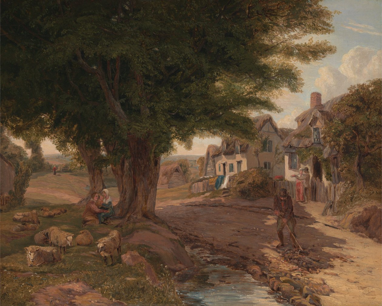 Village Scene (mahdollisesti Colickey Green, Essex) tekijältä Jessica Landseer
